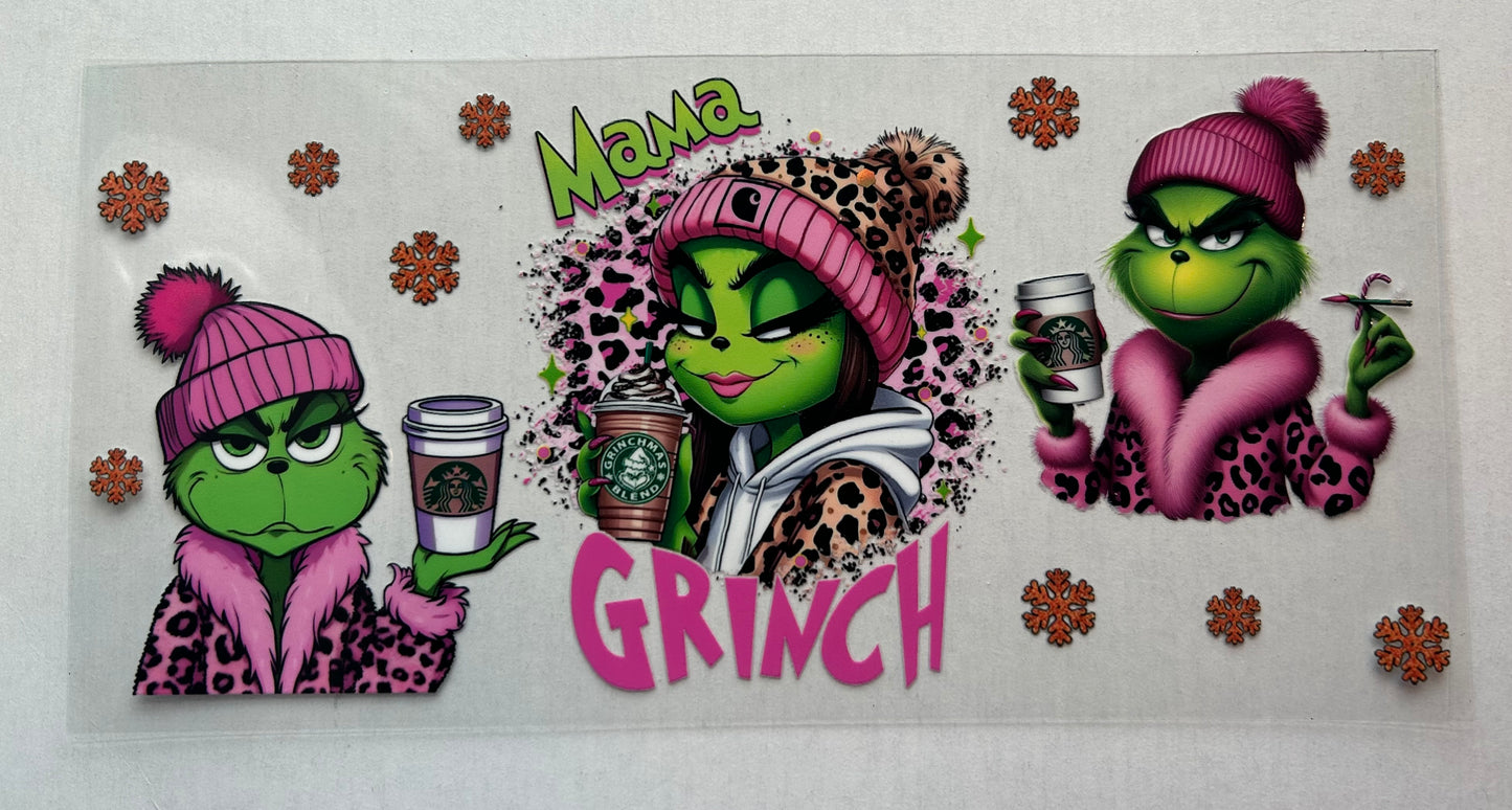 16 oz uv dtf cup wrap (Grinch)