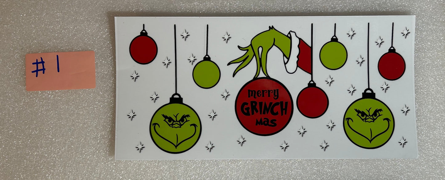 16 oz uv dtf cup wrap (Grinch)