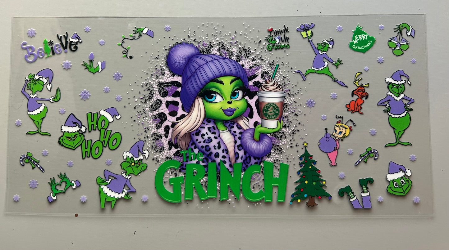 16 oz uv dtf cup wrap (Grinch)