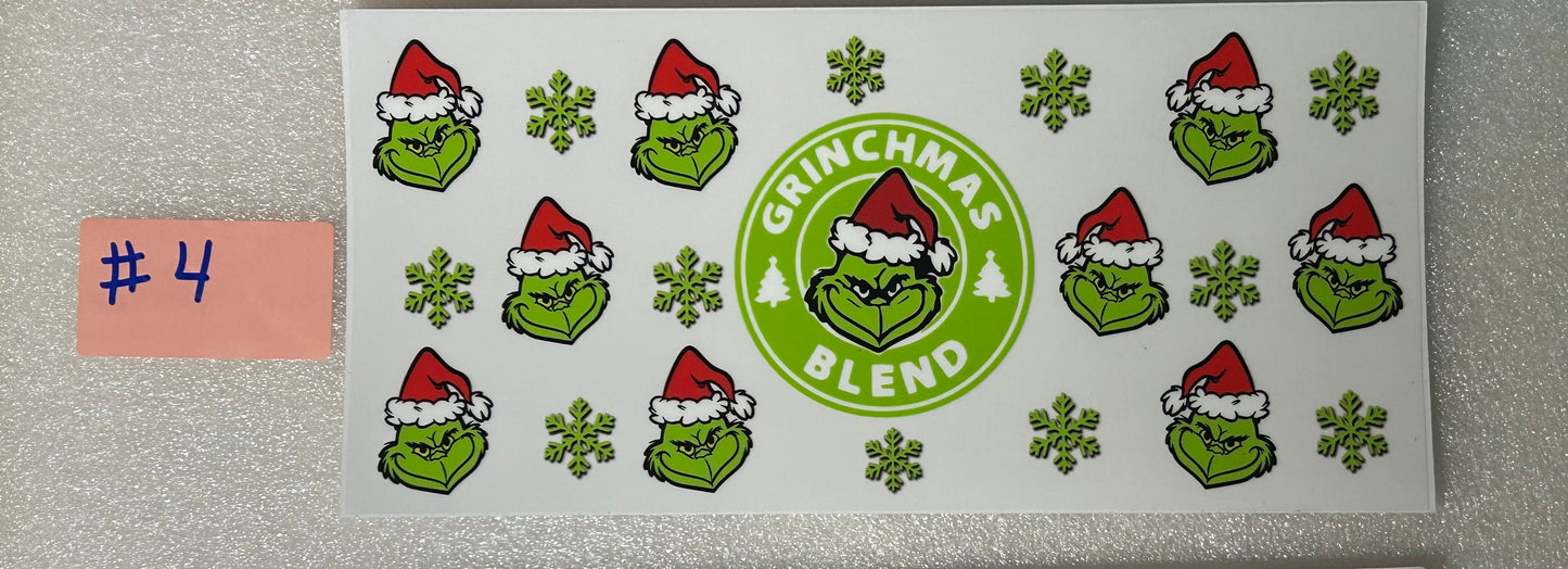 16 oz uv dtf cup wrap (Grinch)