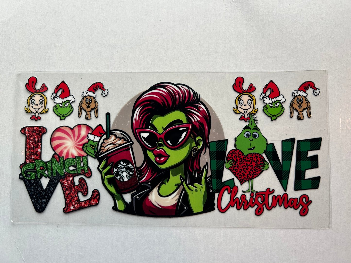 16 oz uv dtf cup wrap (Grinch)